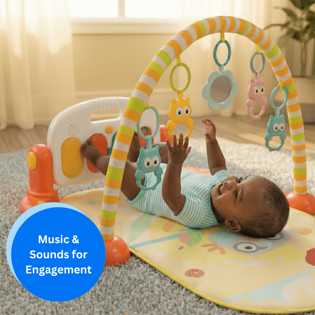 Baby Playmat Kick & Play Piano Gym with Musical and Sensory Toys for Newborn to Toddler - View 2